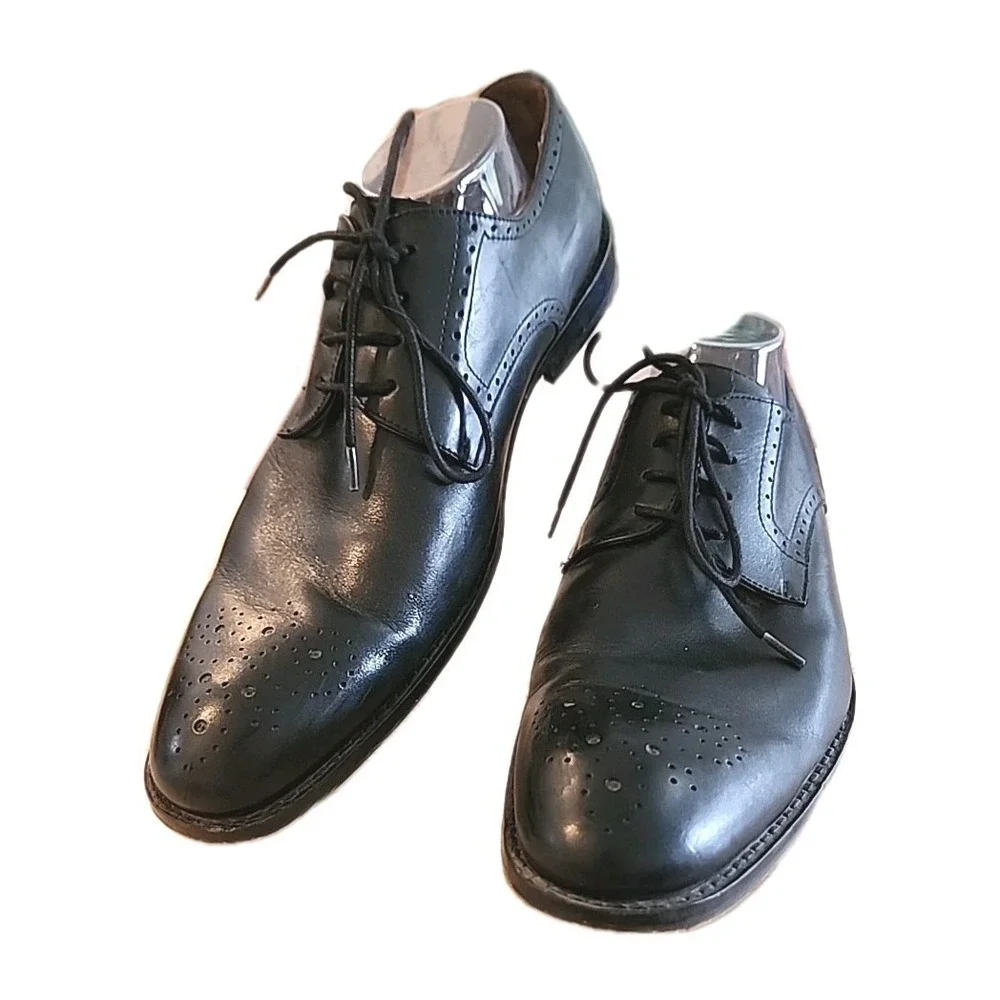 Aston Grey Miller Men Derby Brogue Dress Shoes Black Leather Size‎ 11